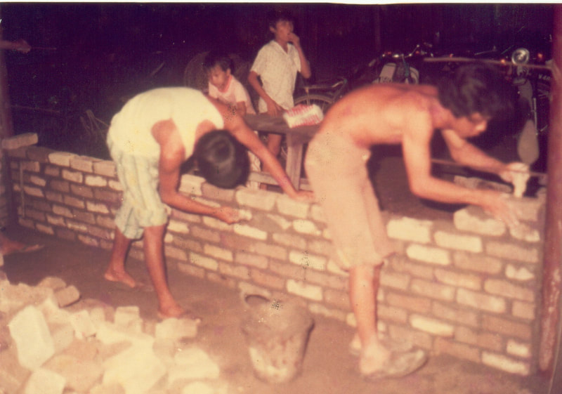 laying bricks